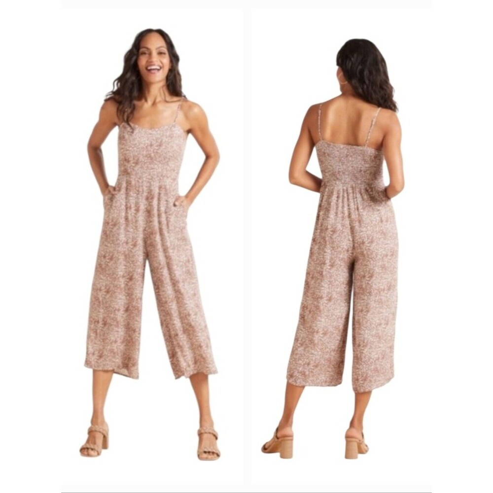 Evereve Roan + Ryan Bodie Wide Cropped Leg Jumpsuit Size Small